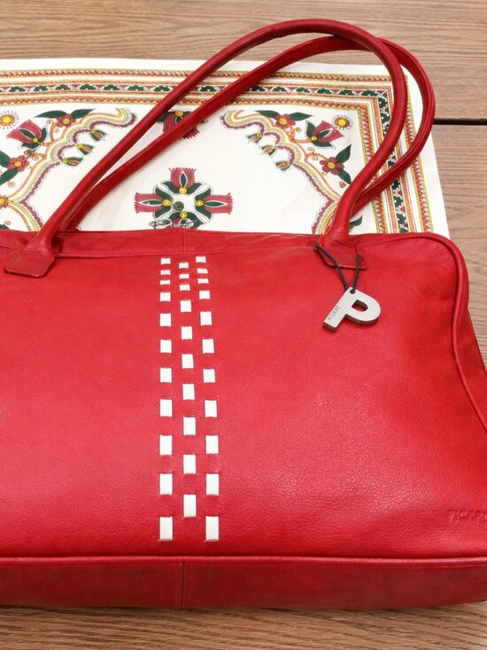 Picard Handbags - PICARD Red Leather Handbag Top Handle Medium Zip Bag